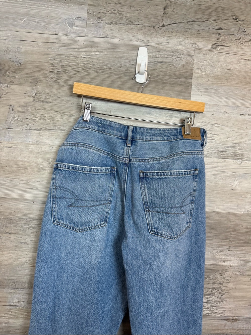 American Eagle 100% Cotton High Waisted Flare Jeans Light Wash 12 Regular - Picture 4 of 9
